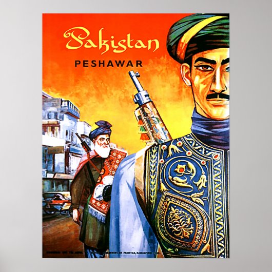Poster Pakistan, soudeurs de Peshawar, voyage vintage (Devant)