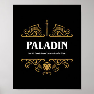 Poster Paladin Classe Tabletop Jeu RPG