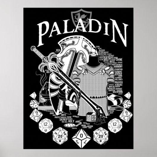 Poster Paladin de la série RPG - Texte blanc (Devant)
