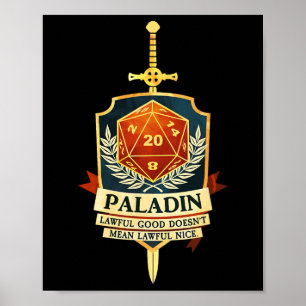 Poster Paladin Fantastique Jdr Jrt Gamer Vêtements