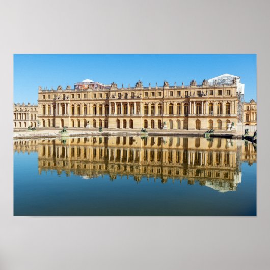 Poster Palais de Versailles et réflexion dans un étang (Devant)