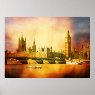 Poster Palais et pont de Westminster