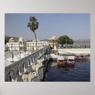 Poster Palais Jag Mindar, lac Pichola, Udaipur, Inde.