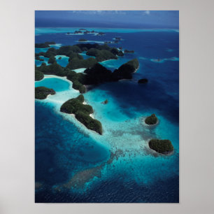 Poster Palaos, Micronésie, Vue aérienne de Rock Island