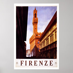 Poster Palazzo Vecchio, Florence, Italie Vintage voyage
