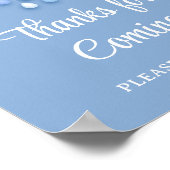 Poster Pale bleu nuage neuf garçon bébé merci d'être venu (Coin)