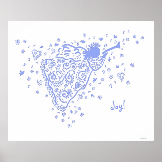 Poster Pale Blue Trumpet Angel (Devant)