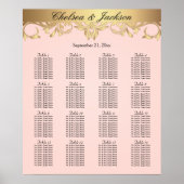 Poster Pale Blush et Gold Design - 16 Seating Chart (Devant)