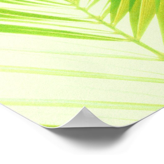 Poster Pale Pastel Green Palm Tree Feuilles (Coin)