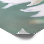 Poster Pale Pastel Vert Fleurs de Bell Blanches (Coin)