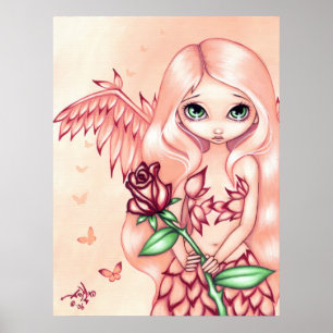 Poster Pale Rose ART PRINT fantasy angel
