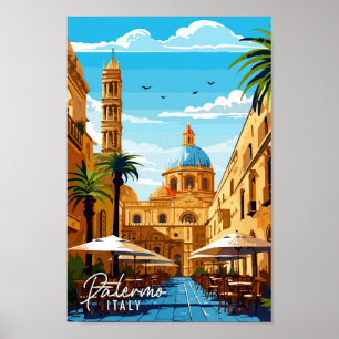Poster Palerme Italie vintage voyage illustration