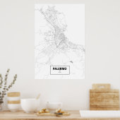 Poster Palermo, Italie (noir sur blanc) (Cuisine)
