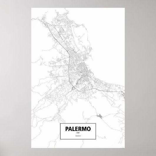 Poster Palermo, Italie (noir sur blanc) (Devant)