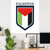 Poster Palestine & drapeau palestinien (Bureau à domicile)