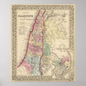 Poster Palestine, Jérusalem Carte par Mitchell (Devant)