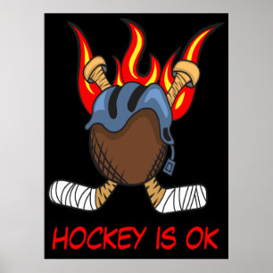 Poster Palet de hockey en flammes avec une citation, spor