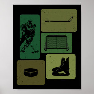 Poster Palet de hockey sur glace drôle Bâton de hockey su