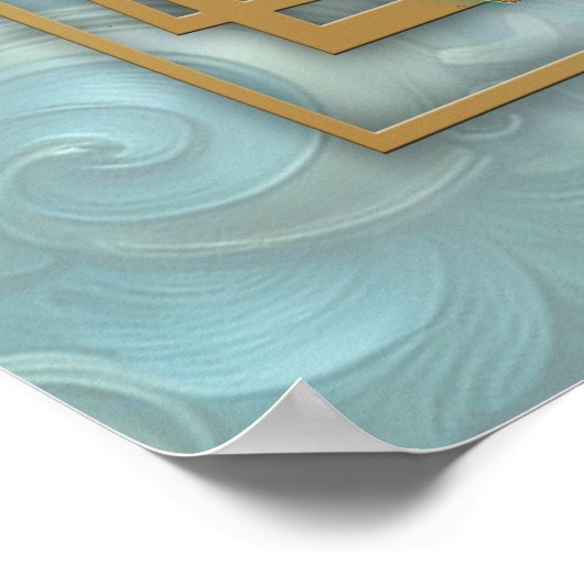 Poster Palette bleu clair sur une conception de barogue e (Coin)