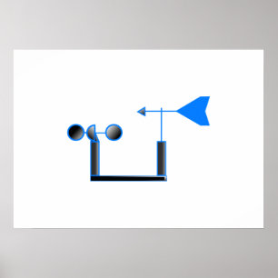 Poster Palette bleue de vitesse du vent et de temps