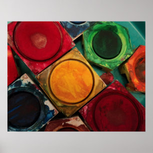 Poster Palette de boîte à peinture aquarelle pour artiste