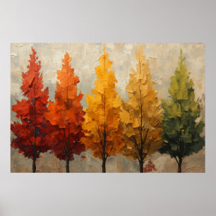 Poster Palette de couteau d'art d'arbres d'arc-en-ciel d'