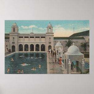 Poster Palm Beach, FL - vue extérieure de piscine et de