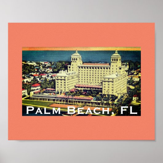 Poster Palm Beach, Floride - Vintage Skyline Photo (Devant)