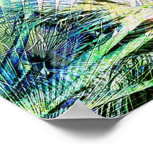 Poster Palm Feuille moderne Tropical Abstract Design (Coin)
