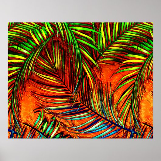 Poster Palm Leaf Art Jungle Fire Edit (Devant)