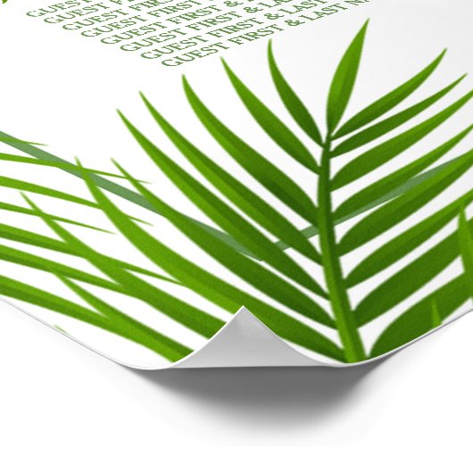 Poster Palm Leaves Tropical Beach Wedding Seating Chart (Coin)