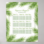 Poster Palm Leaves Tropical Beach Wedding Seating Chart (Devant)