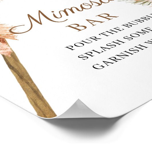 Poster Palm Séché Boho Trendy Pampas Grass Mimosa Bar (Coin)