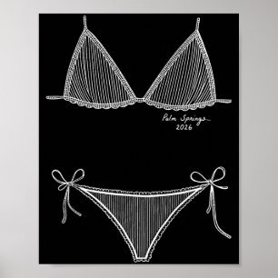Poster Palm Springs 2026 Bikini Vacances d'Été Dessin au