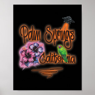 Poster Palm Springs Californie Rétro Surfeur Vintage Aéro