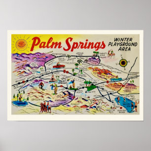 Poster Palm Springs Carte Rétro Imprimer