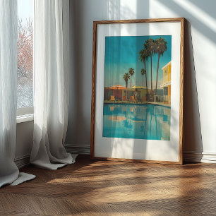Poster Palm Springs Chic : Piscine de motel vintage milie