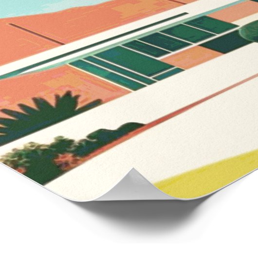 Poster Palm Springs vintages Aquarelles Palms (Coin)