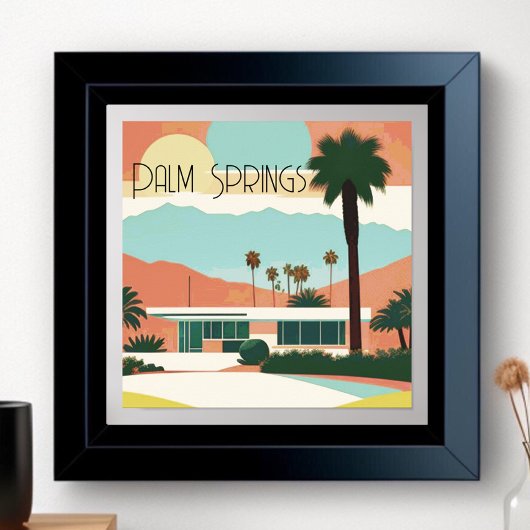 Poster Palm Springs vintages Aquarelles Palms