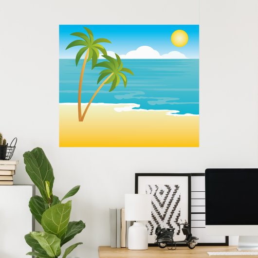 Poster Palm Tree Beach Scene (Bureau à domicile)