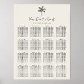Poster Palm Tree Beach Wedding 16 Table Seating Chart (Devant)