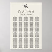 Poster Palm Tree Beach Wedding 30 Table Seating Chart (Devant)