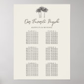 Poster Palm Tree Beach Wedding 6 Table Seating Chart (Devant)