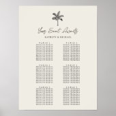Poster Palm Tree Beach Wedding 6 Table Seating Chart (Devant)