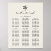 Poster Palm Tree Beach Wedding 9 Table Seating Chart (Devant)