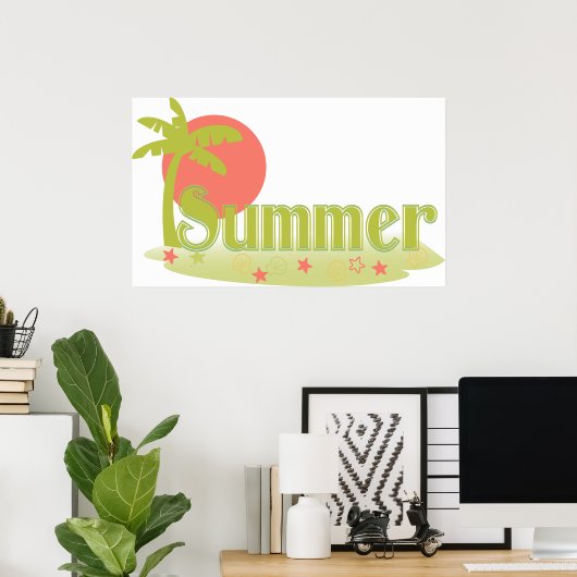 Poster Palm Tree été avec soleil et plage (Bureau à domicile)