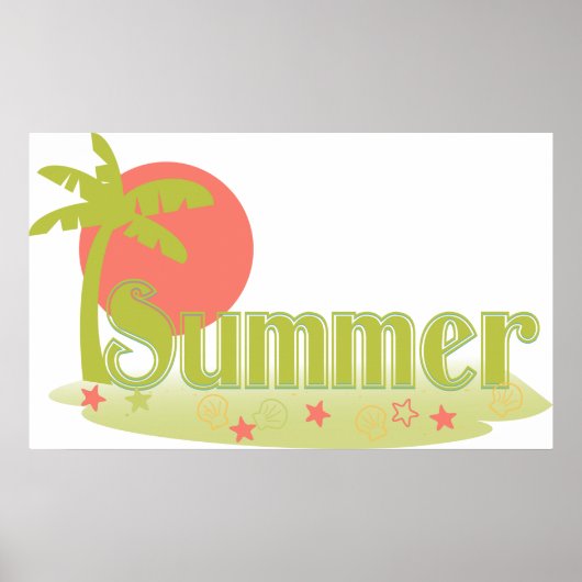 Poster Palm Tree été avec soleil et plage (Devant)