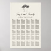Poster Palm Tree Modern Mariage 30 Table Seating Chart (Devant)