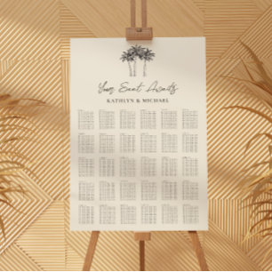Poster Palm Tree Modern Mariage 30 Table Seating Chart