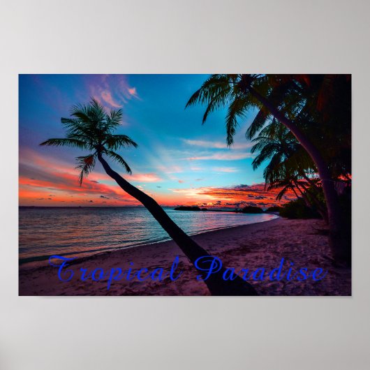 Poster Palm Tree Sandy Beach Tropical Paradise Island (Devant)